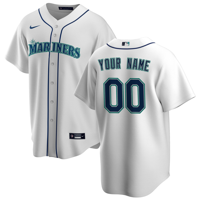 2020 MLB Men Seattle Mariners Nike White Home 2020 Replica Custom Jersey 1